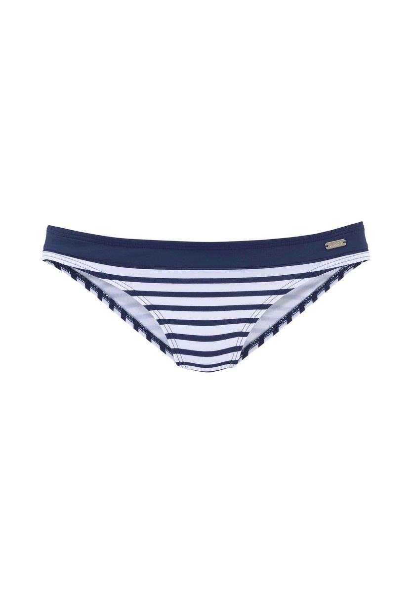Gestreifte, tief sitzende Bikinihose