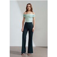 Ausgestellte Gabardine-Hose mit hoher Taille