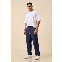 Gerade Leinenmischhose mit Kordelzug