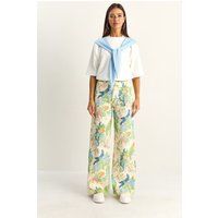 Hochtaillierte Jeans mit botanischem Print