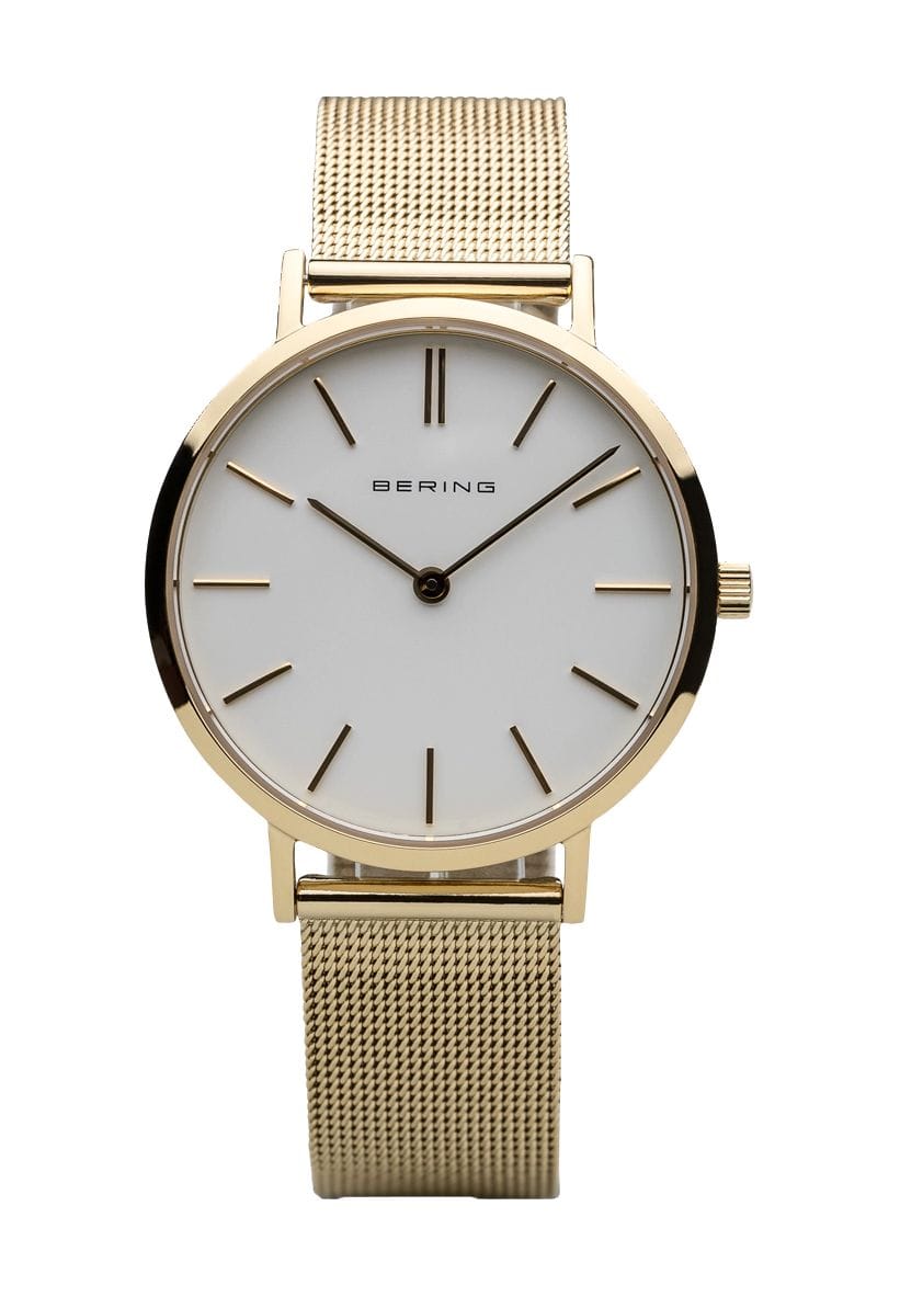 Elegante Minimalistische Gold Mesh Uhr