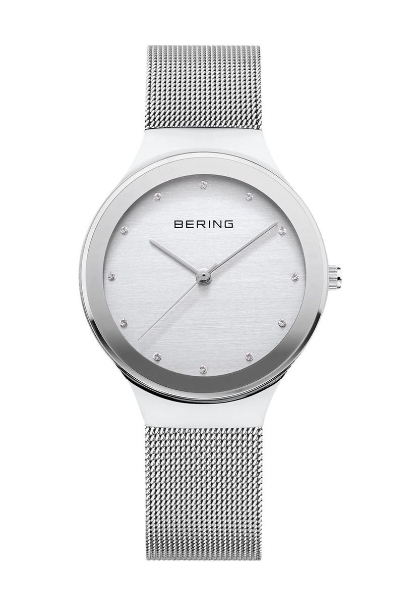 Elegante Damen Silber Mesh Uhr