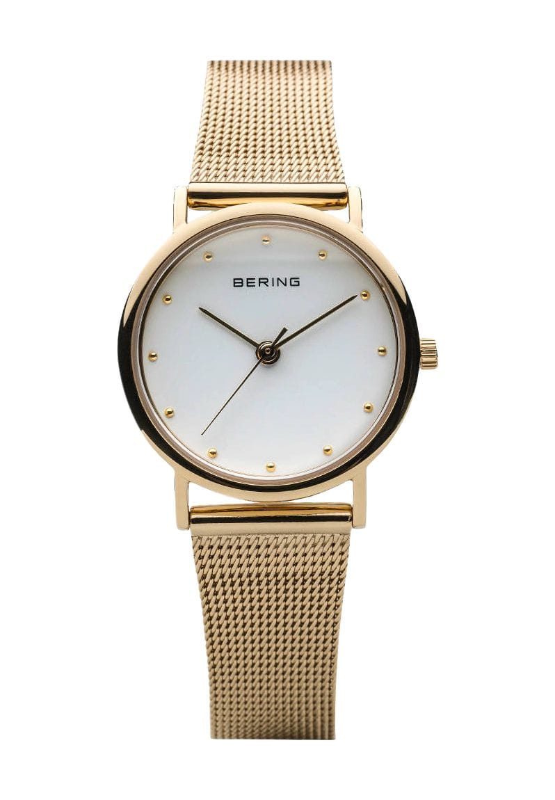 Elegante Goldfarbene Mesh-Uhr