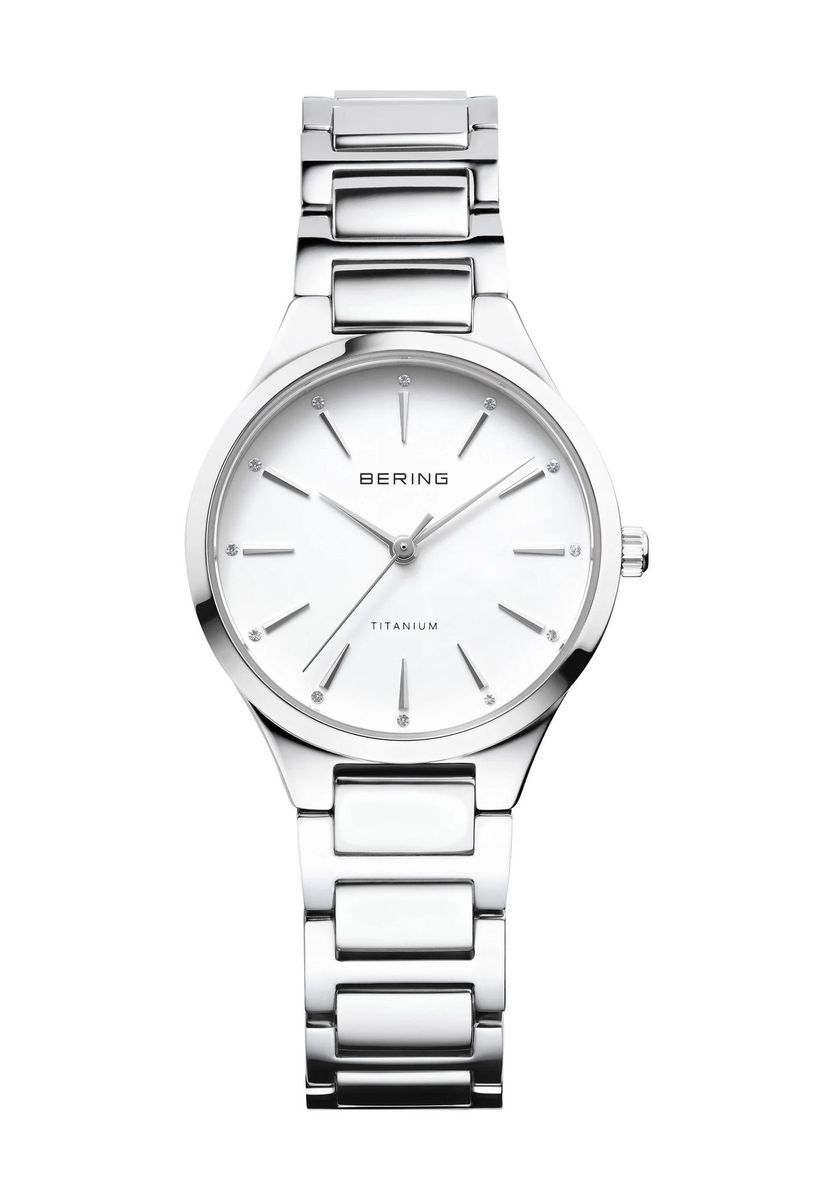 Elegante silberne Titan Damenarmbanduhr