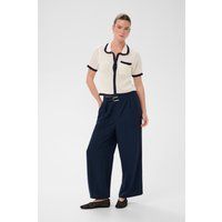 Hochtaillierte Bundfaltenhose mit weitem Bein
