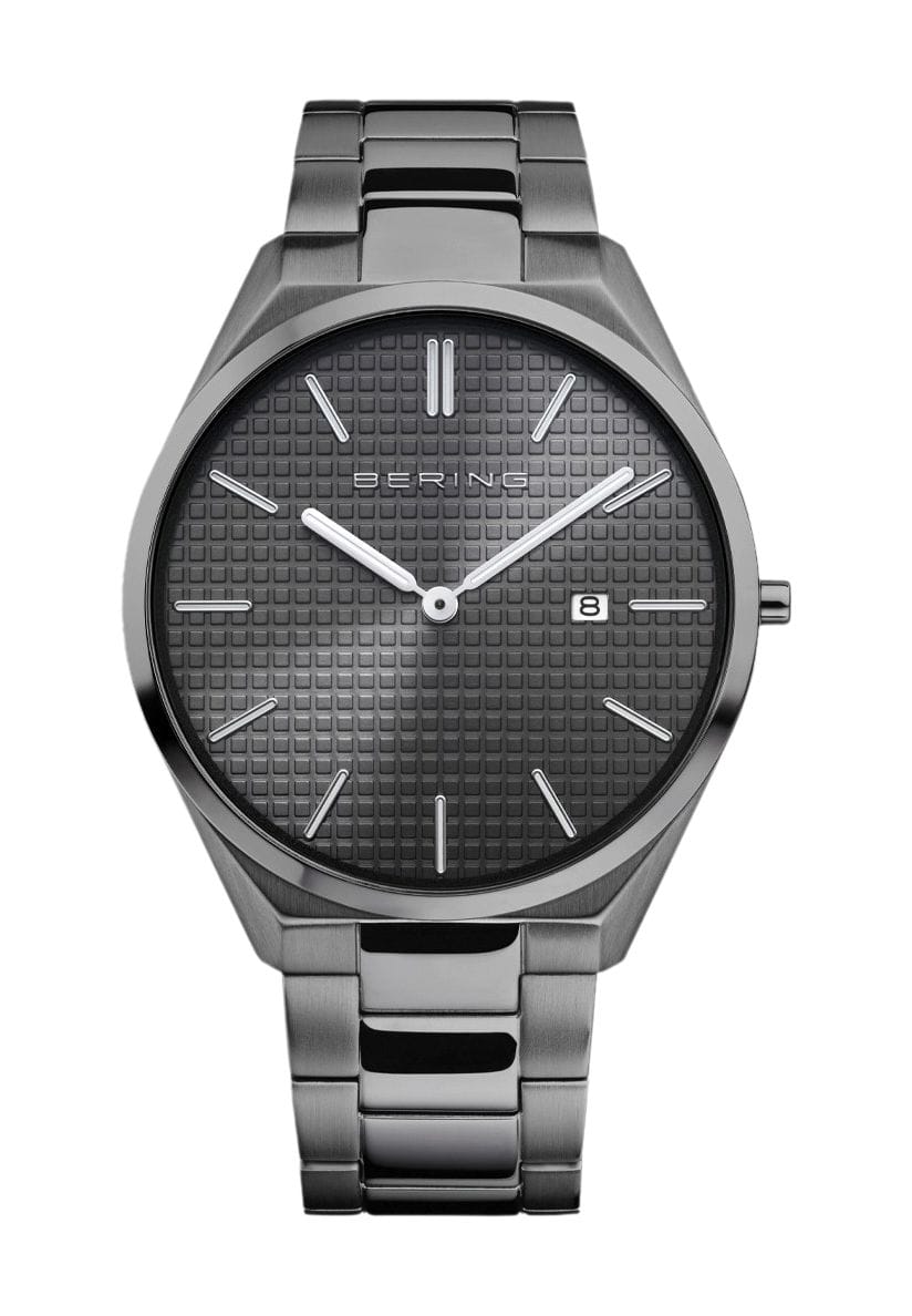 Minimalistische graue Edelstahluhr