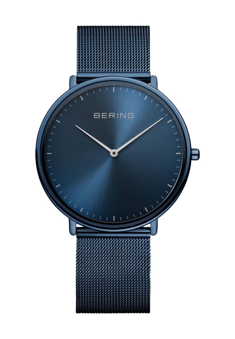 Minimalistische blaue Mesh-Armbanduhr