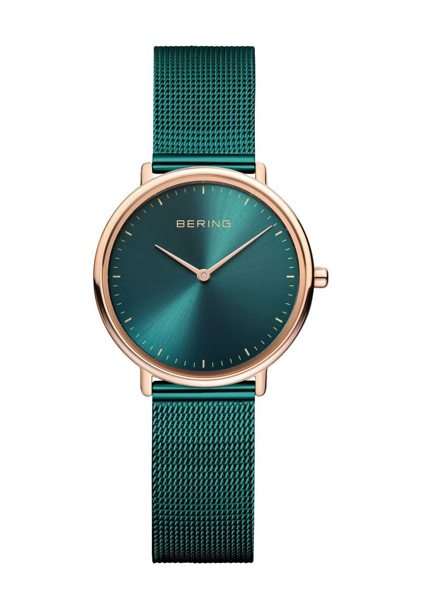 Elegante Roségold-grüne Uhr