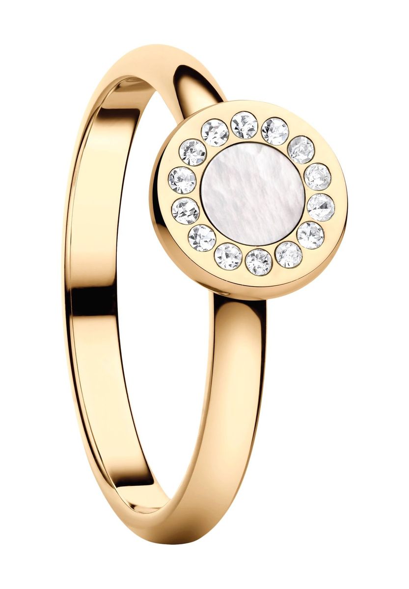 Goldener Edelstahlring mit Perlmutt