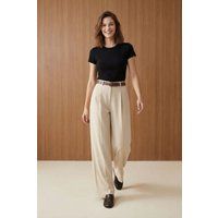 Hochtaillierte Weite Hose mit Bundfalten