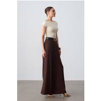 Hochtaillierte Weite Hose mit Bundfalten
