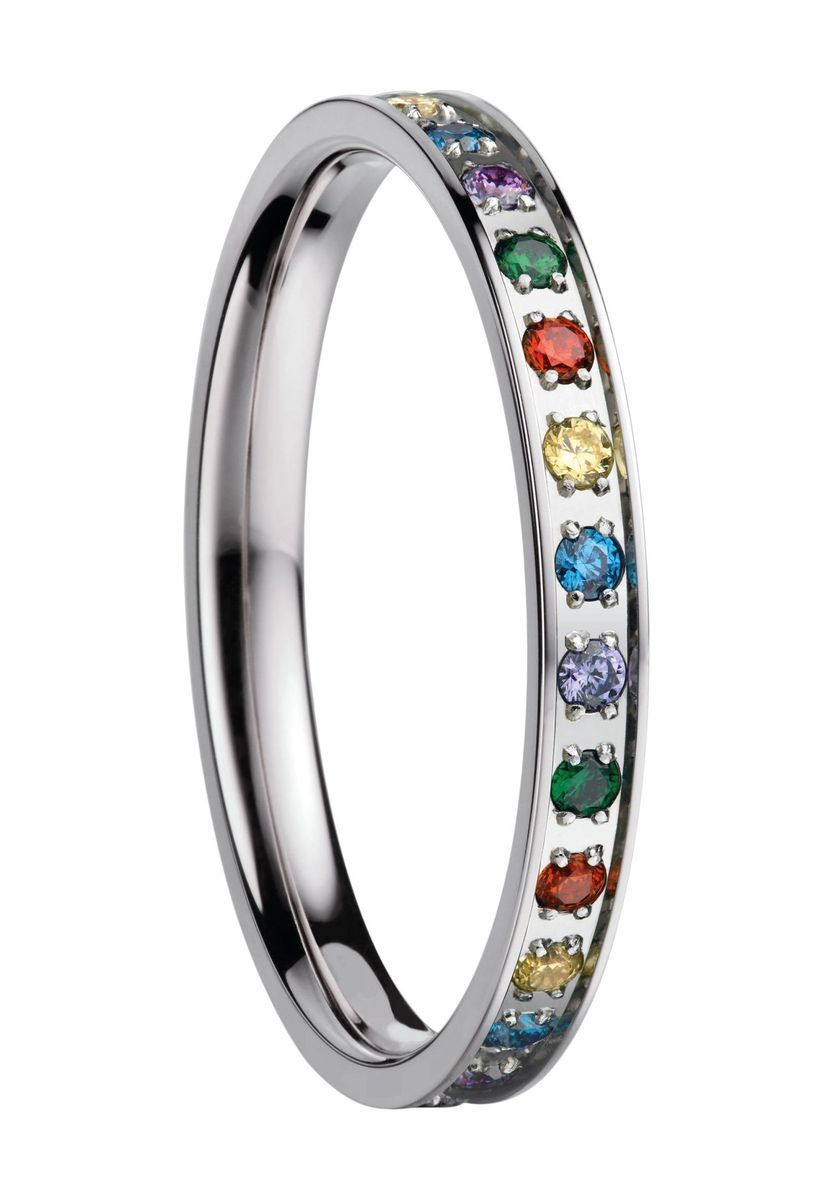 Edelstahlring mit Zirkonia-Steinen