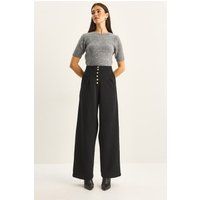 Hochtaillierte weite Palazzo-Hose