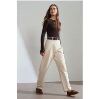 Weite Gabardine-Hose mit hohem Bund