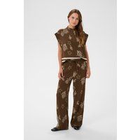 Lockere Crinkle-Hose mit Muschel-Print