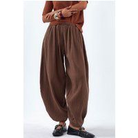Strukturierte Baumwollhose mit weitem Bein