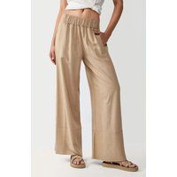 Weite Leinenhose mit elastischem Bund
