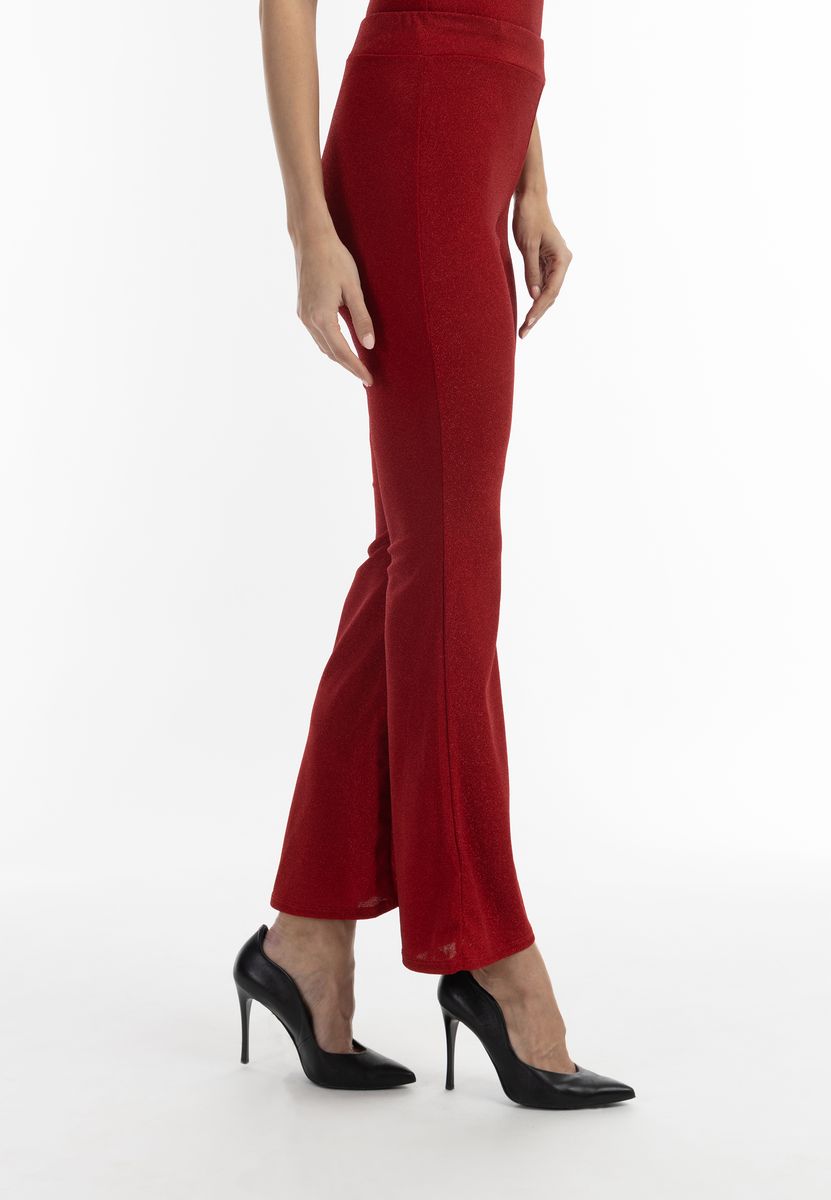 Schimmernde High-Waist Jersey Schlaghose