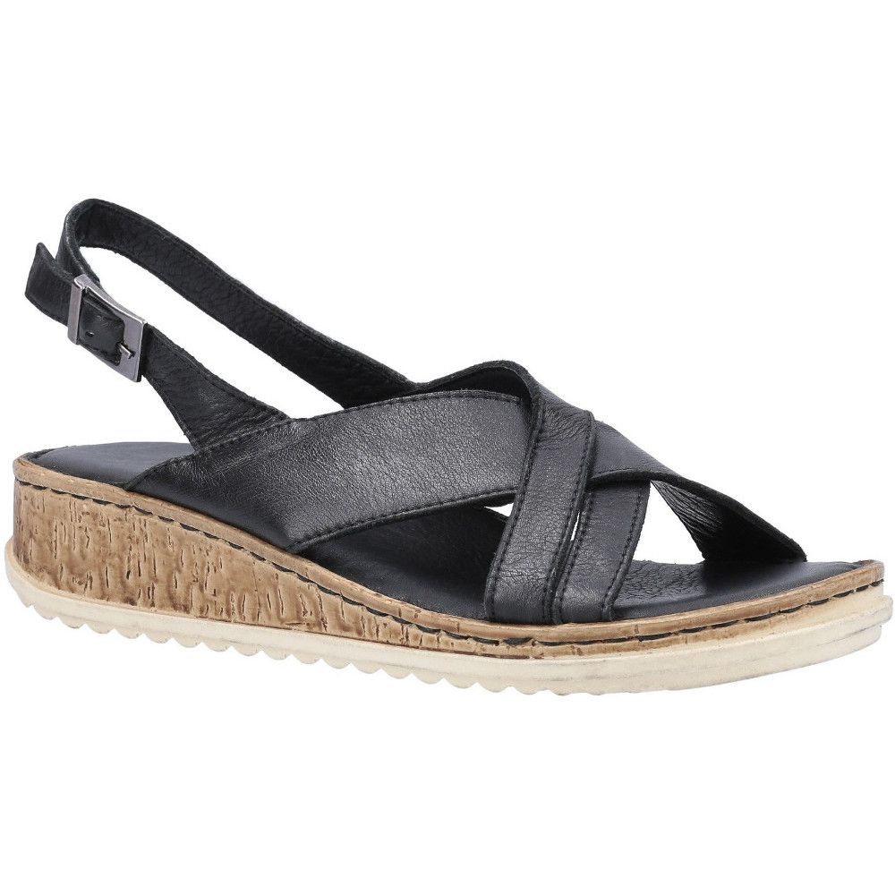 Überkreuzte Keilsandalen aus Leder