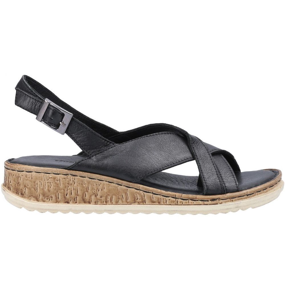 Überkreuzte Keilsandalen aus Leder