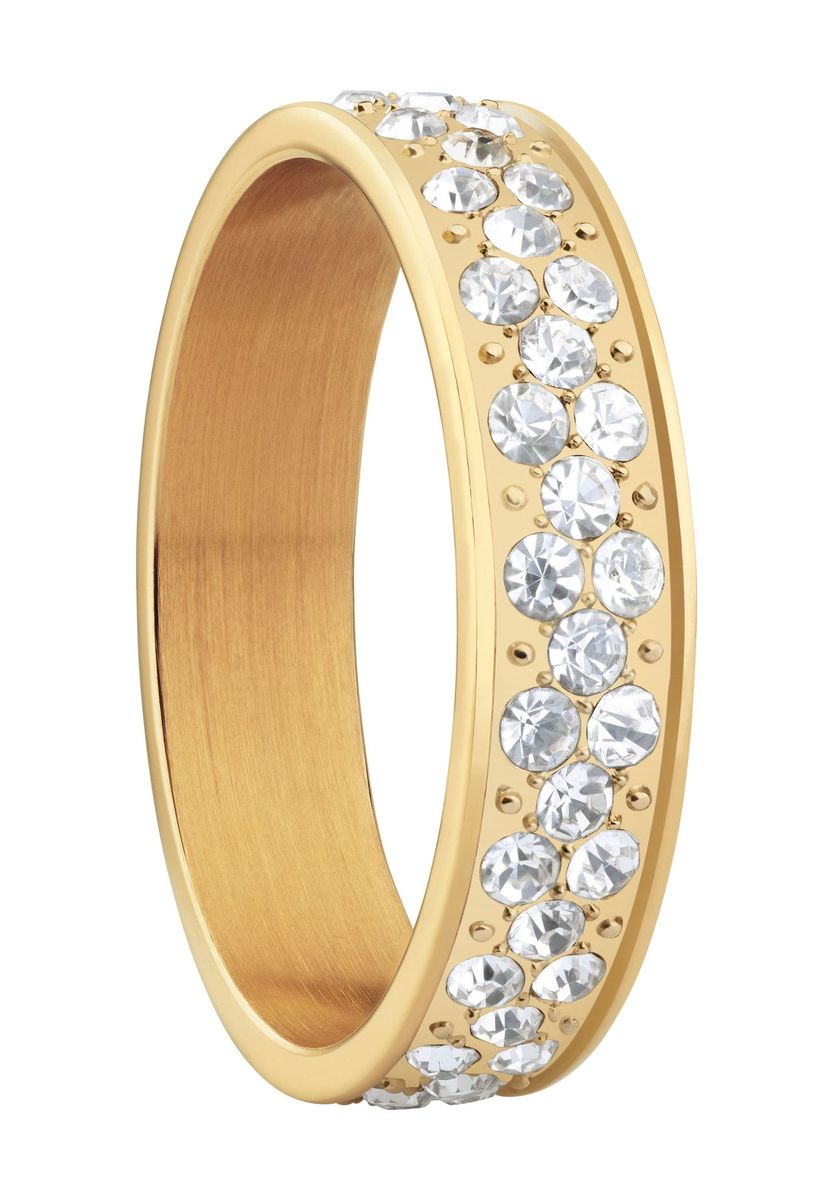 Goldener Edelstahlring mit Zirkonia