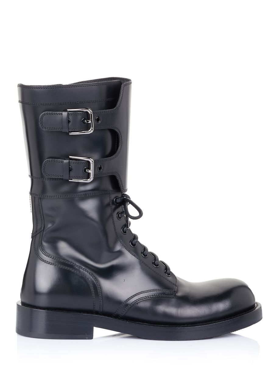 Combat-Boots aus Kalbsleder mit Schnallen