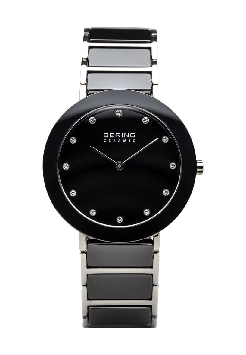 Elegante schwarze Keramik-Armbanduhr