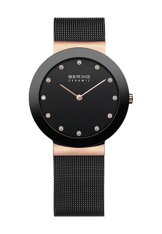Elegante Damenuhr mit schwarzem Zifferblatt