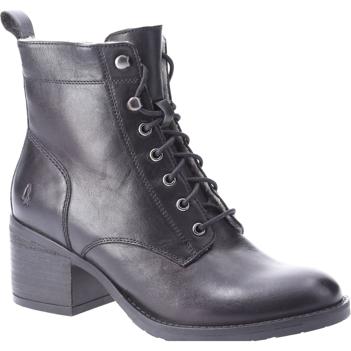 Geschnürte Lederstiefel mit Shearling-Futter