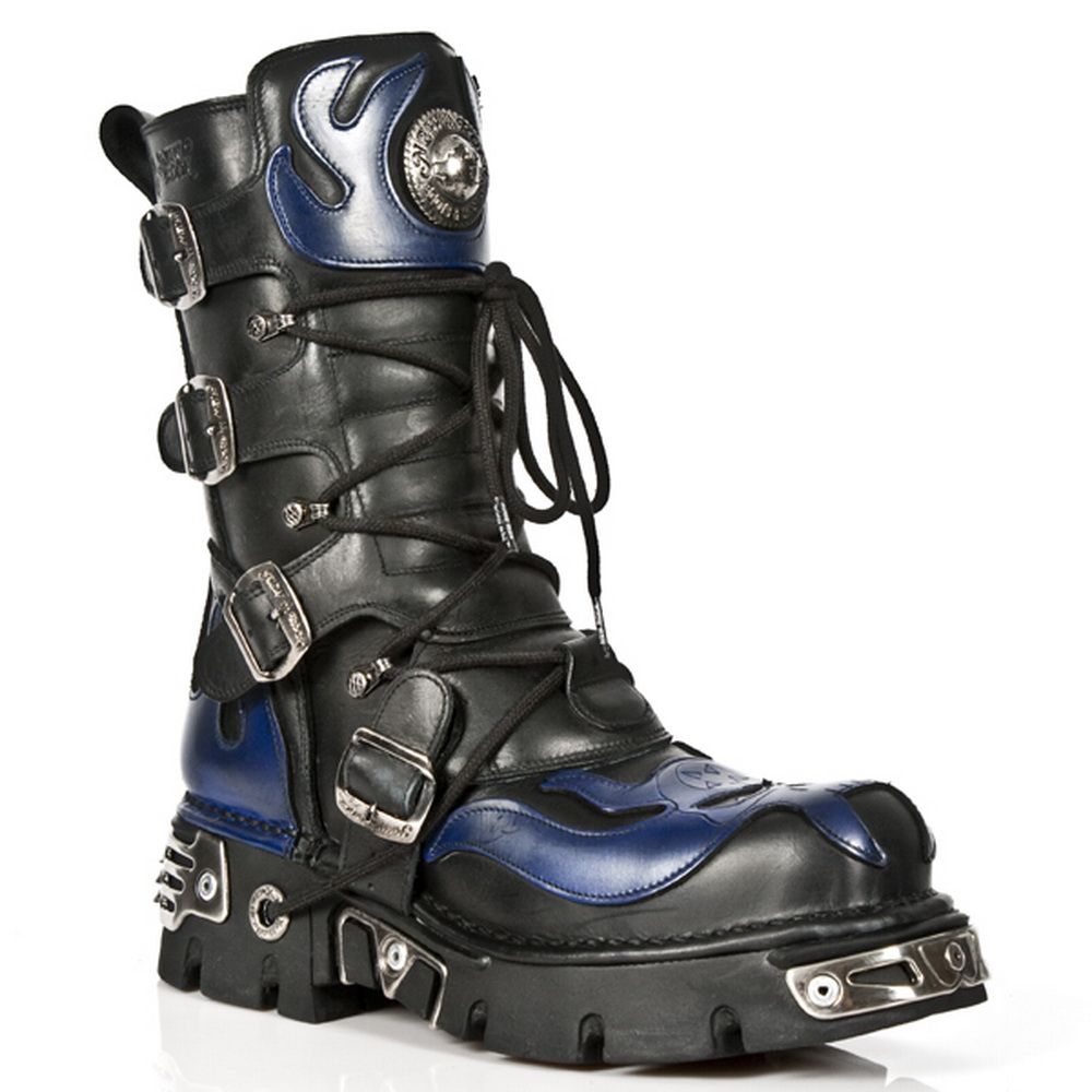 Halbhohe Gothic-Stiefel mit Flammen-Detail