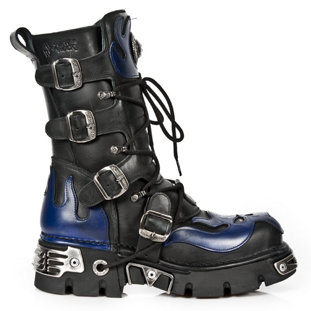 Halbhohe Gothic-Stiefel mit Flammen-Detail