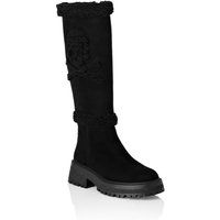 Stiefel mit Kunstfell und Totenkopf