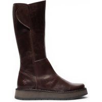 Moderne hohe Lederstiefel mit Keilabsatz