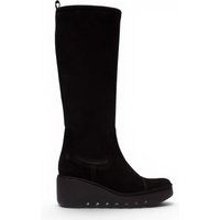 Kniehohe Wildlederstiefel mit Keilabsatz