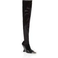 Latex-Overknees mit skulpturalem Keilabsatz