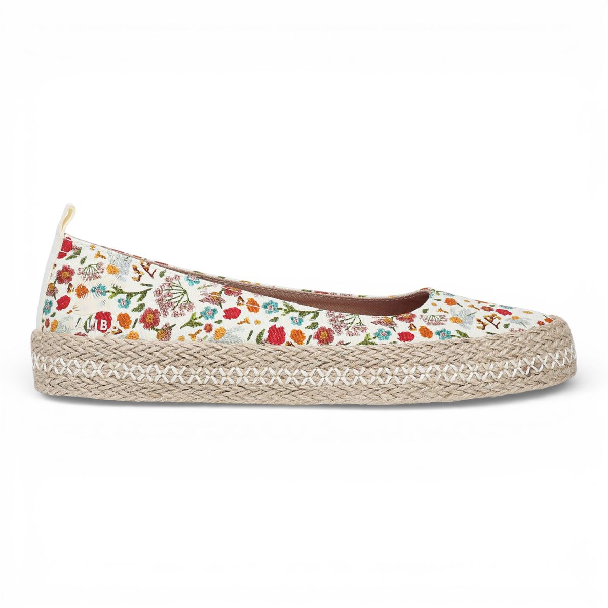 Florale Espadrille-Ballerinas mit Plateau