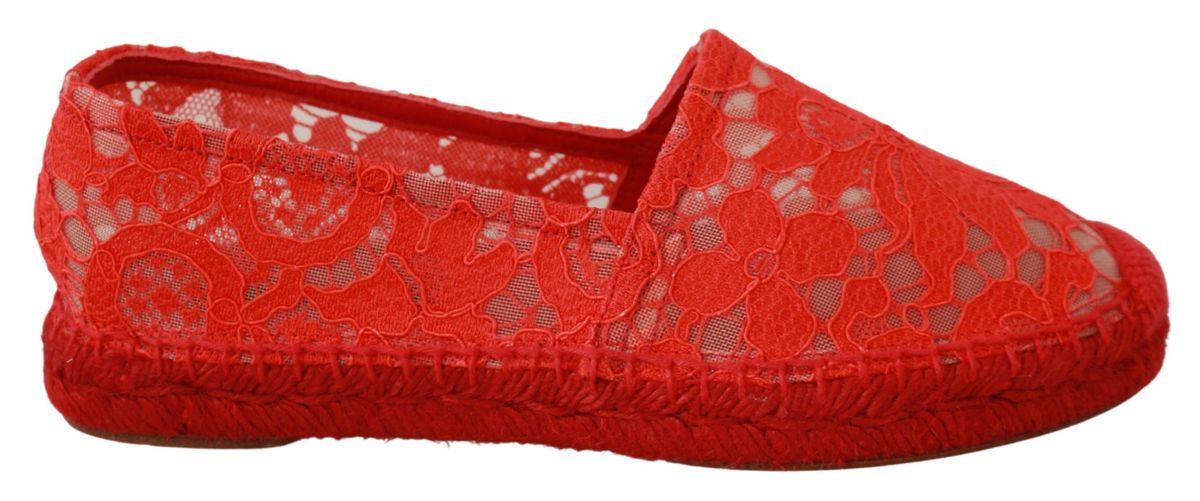 Flache Espadrilles aus floraler Spitze