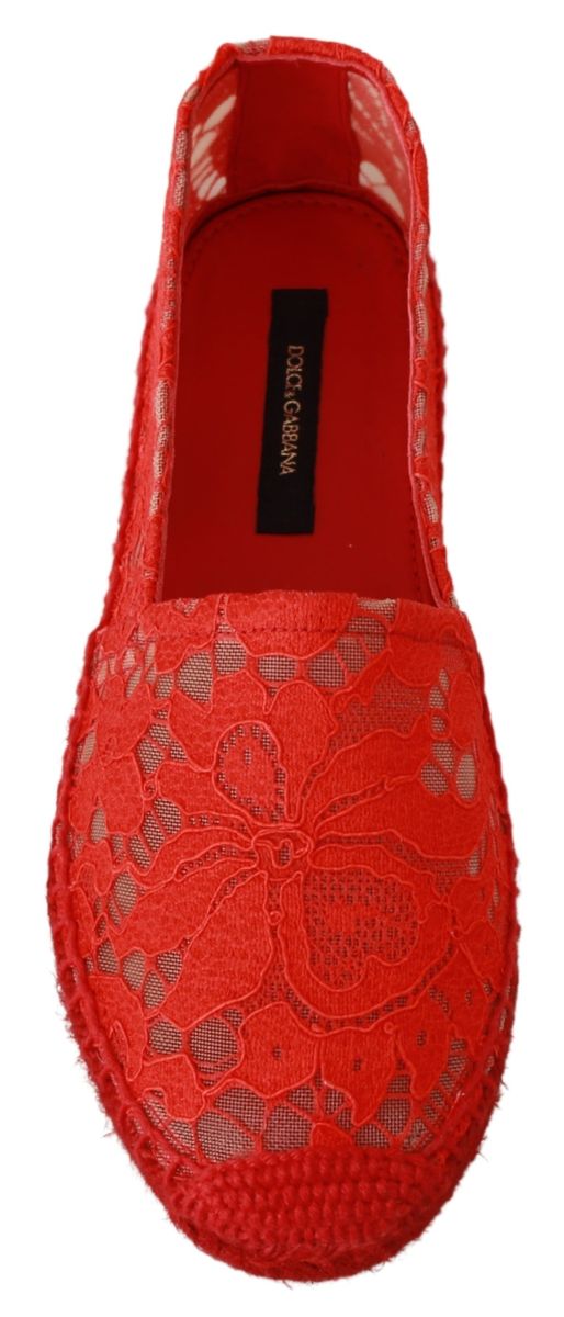 Flache Espadrilles aus floraler Spitze