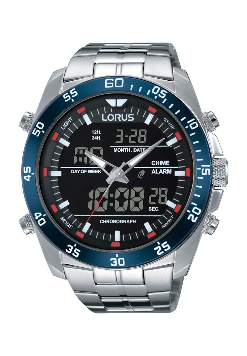 Sportlicher Silber Chronograph mit Digitalanzeige