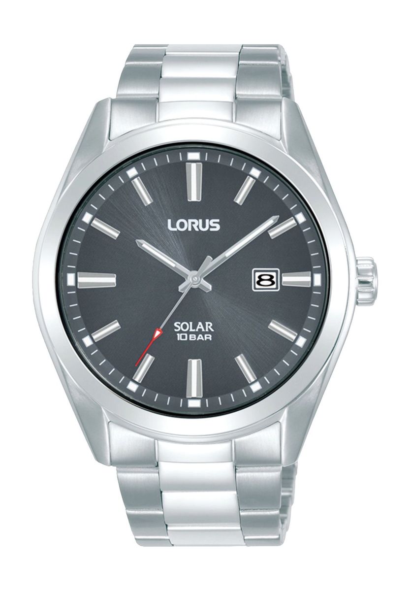 Silberfarbene Solarbetriebene Uhr