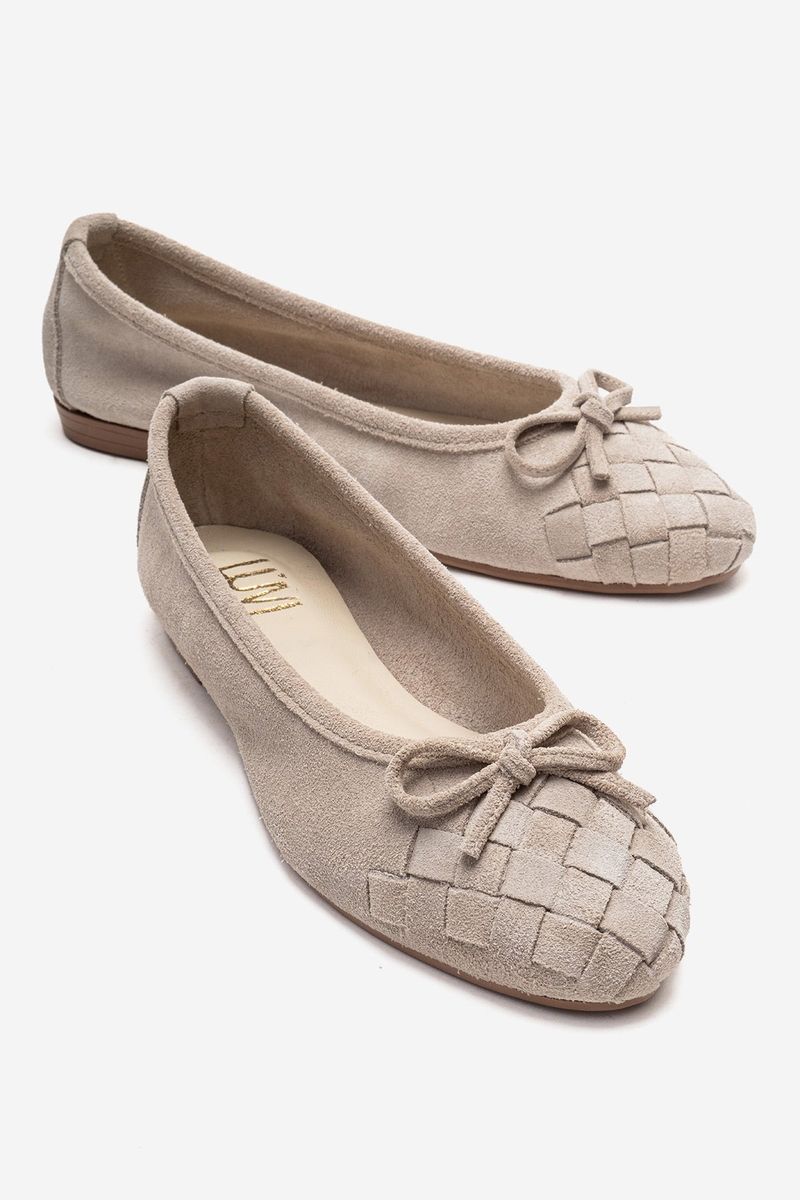 Ballerinas aus Wildleder mit Web-Detail