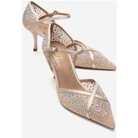 Stiletto-Pumps mit Mesh und Schmucksteinverzierung