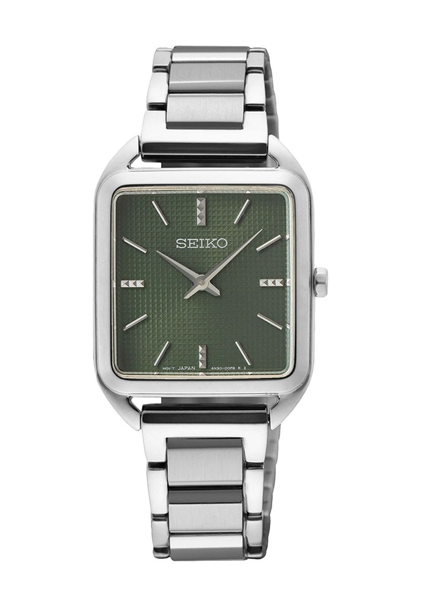 Elegante quadratische Uhr mit grünem Zifferblatt