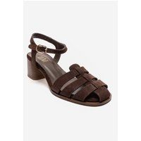 Wildleder-Sandalen mit Blockabsatz im Fisherman-Stil