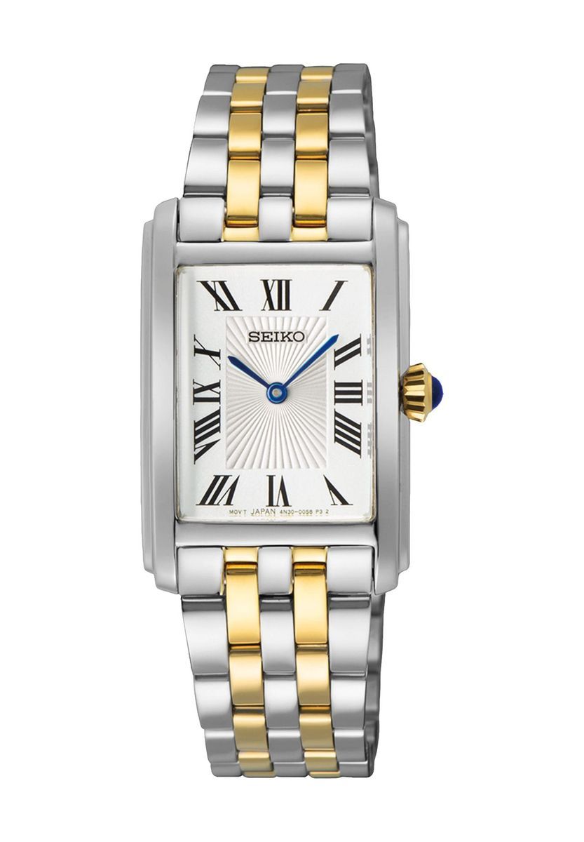 Zweifarbige Rechteckiges Zifferblatt Armbanduhr