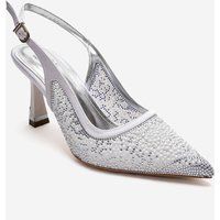 Besetzte Mesh-Slingback-Stiletto-Pumps