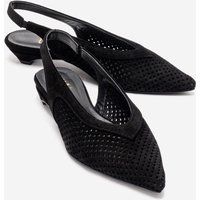 Slingback-Pumps aus lasergeschnittenem Wildleder