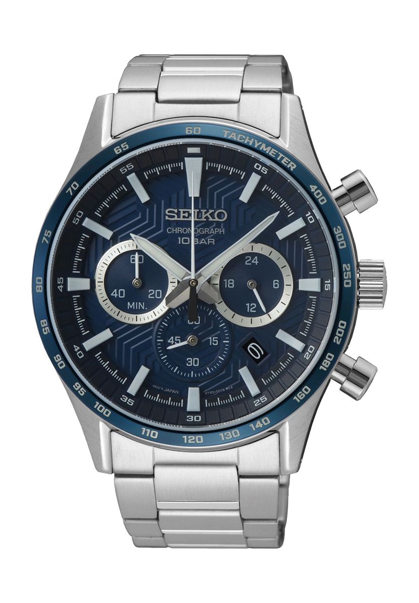 Klassische Chronographenuhr Edelstahl Blau