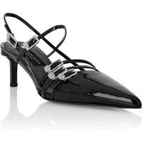 Riemchen-Slingpumps mit Schmuckbesatz und Kitten-Heel