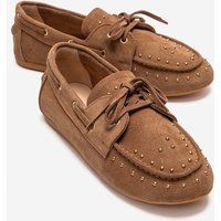 Schnür-Loafer mit Nietenbesatz